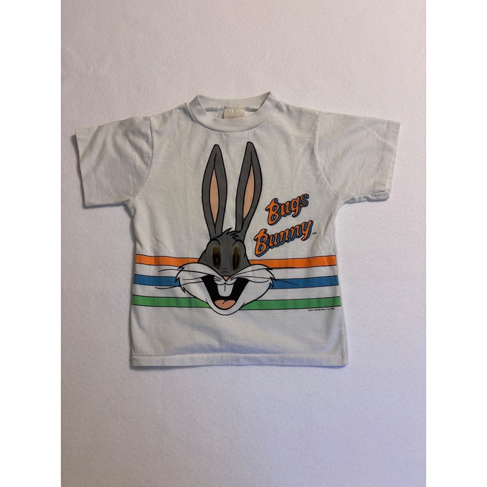 Vintage 1989 Bugs Bunny Looney Tunes Shirt Pilgrim White Single Stitch Kids L